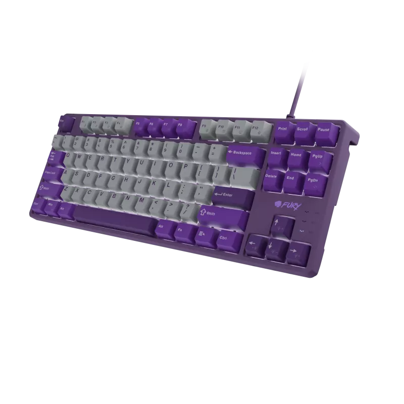NATEC Fury Gaming klaviatūra Kanabo K2 US balta foninė mechaninė pilkai violetinė