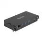 USB šakotuvas DELOCK 3 prievadai 5 Gbps su RJ45 Gigabit PoE++ ir USB Type-C pagrindine jungtimi, metalinis korpusas, 1,5 kV izoliacija, juodas