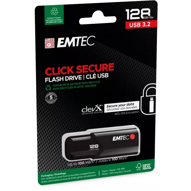 USB atmintukas Emtec 128 GB USB Type-A 3.2 Gen 2 juodas