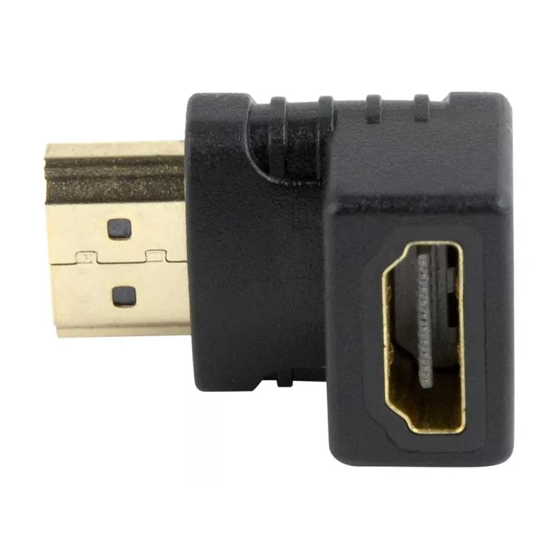 HDMI adapteris GEMBIRD A-HDMI90-FML, HDMI į HDMI, 90° kampinis, juodas