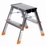 Sulenkiamos kopėčios Krause Treppy Silver 130020 – aliuminis, 2 laipteliai, 150 kg talpa, sulankstytos 55×20 cm, svoris 2 kg