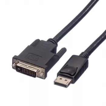 Roline vaizdo kabelis DisplayPort (kištukas) į DVI-D (kištukas) 2 m su fiksavimo varžtais juodas