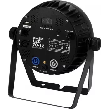 LED prožektorius EUROLITE 7C-12 Silent Slim 12W 7 spalvų, kompaktiškas sceninis/architektūrinis šviestuvas