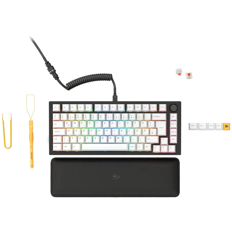 Glorious GMMK Pro Black Slate 75% TKL klaviatūra – surinkta, ISO DE išdėstymas, juoda (GLO-GMMK-P75-FOX-ISO-B-DE)