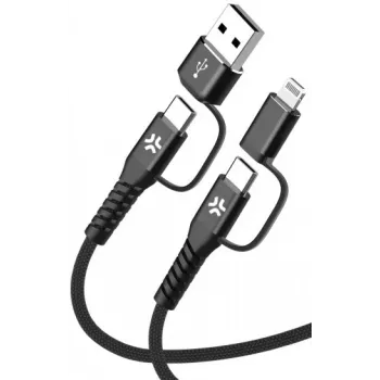 Celly 4-IN-1 laidas A+C į C+LIGHT 2M BK