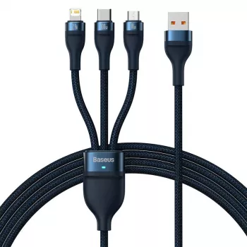 USB kabelis Baseus CASS030003 1,2 m USB A USB-C / Micro USB-A / Lightning mėlyna