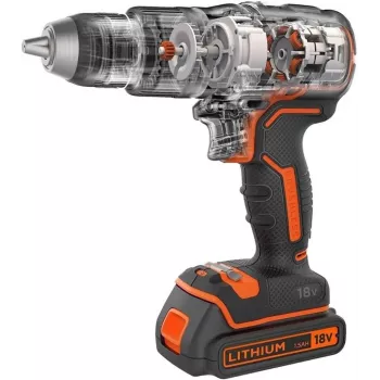 Akumuliatorinis gręžtuvas-suktuvas Black & Decker BCD383D2XK-QW 18 V, 2 Ah x2, 13 mm griebtuvas, oranžinis
