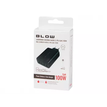 Sieninis įkroviklis BLOW 4×USB-C PD 100W GaN, 4 prievadai, PD 3.0, PPS, 200–240V įėjimas