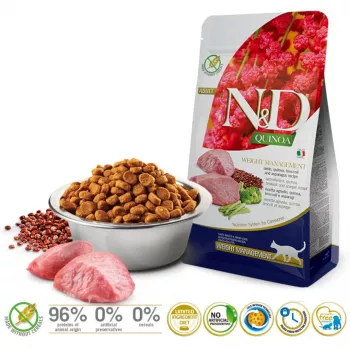 FARMINA N&D Quinoa Weight Management Ėrienos ir Brokolių sausas kačių pašaras - 5 kg