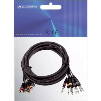 Audio snake kabelis Omnitronic 8×RCA į 8×1/4 colio mono lizdą, 15 m, modelis 30304748