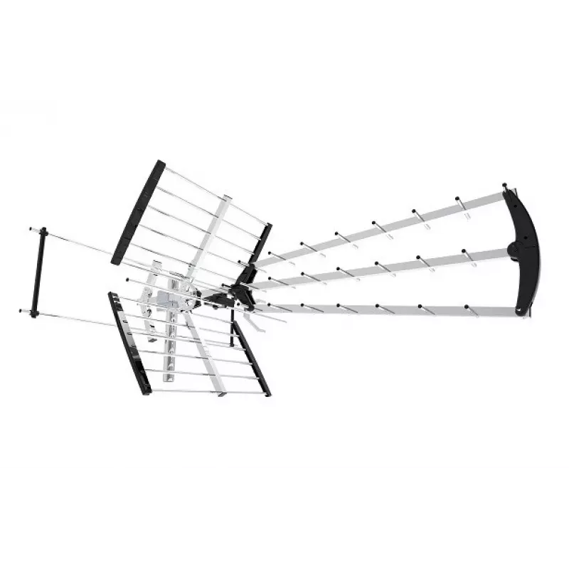 Lauko / patalpų DVB-T antena LIBOX LB2000 su 69 dB stiprintuvu, dviguba poliarizacija, 174–790 MHz, aliuminis / juoda