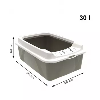 Uždaras kačių tualetas rotho Bonnie Eco Cappuccino 30 L, plastikinis padėklas su dangčiu, 572×393×209 mm