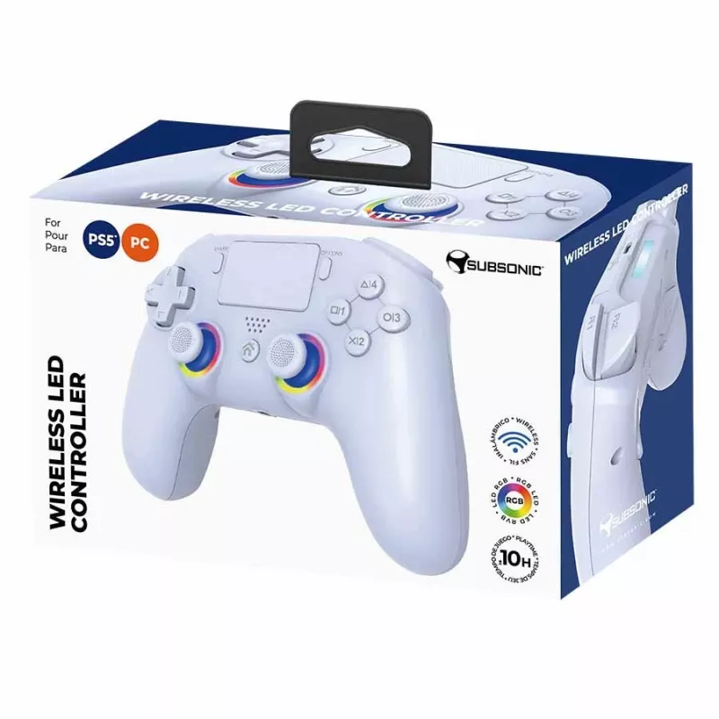 Žaidimų pultas Subsonic PS5 Wireless LED Controller White D-pad Home Options Share