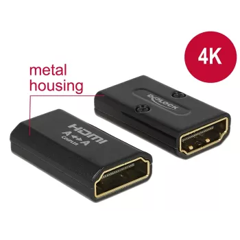 DELOCK Adapter High Speed HDMI mit Ethernet - HDMI-A Buchse > HDMI-A Buchse 4K Gender Changer schwarz