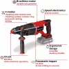Profesionalus akumuliatorinis rotacinis plaktukas TP-HD 18/26 D Li BL - Solo, 18V (juodai/raudonas, be akumuliatoriaus ir įkroviklio, E-Case dėkle)