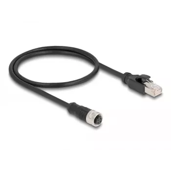 DeLOCK M12 adapterio kabelis D-kodavimo 4 kontaktų moteriškas į RJ45 vyrišką 50 cm