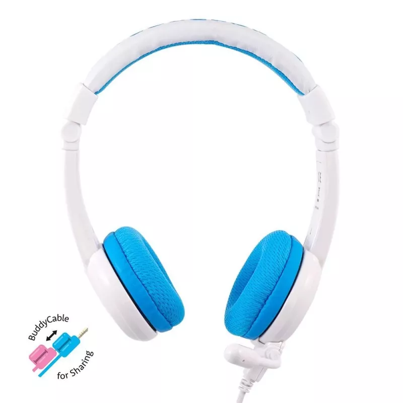 Pridedamos ausinės buddy phones School+ — Galvos lankelis, Uždedamos ant ausų, 20–20000 Hz, 1,4 m laidas, Mėlyna/Balta