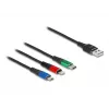 DeLOCK USB įkrovimo laidas 3 in 1 Type-A – Lightning / Micro USB / USB Type-C 30 cm