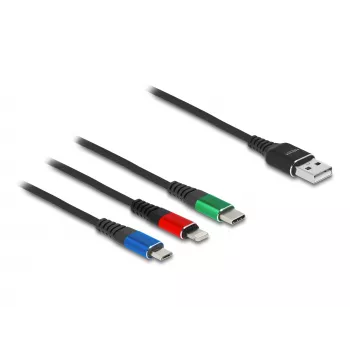 DeLOCK USB įkrovimo laidas 3 in 1 Type-A – Lightning / Micro USB / USB Type-C 30 cm