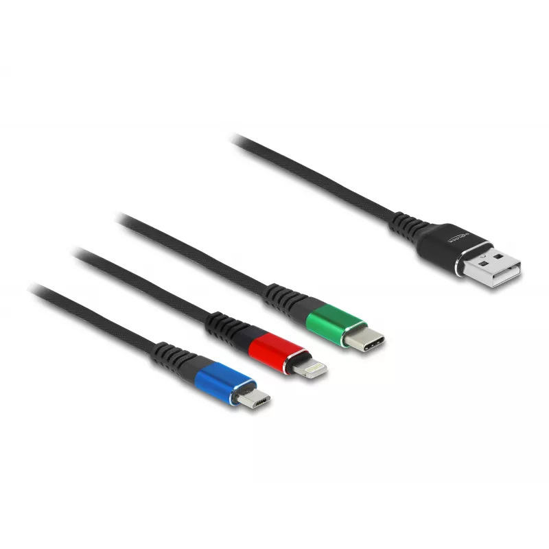 DeLOCK USB įkrovimo laidas 3 in 1 Type-A – Lightning / Micro USB / USB Type-C 30 cm