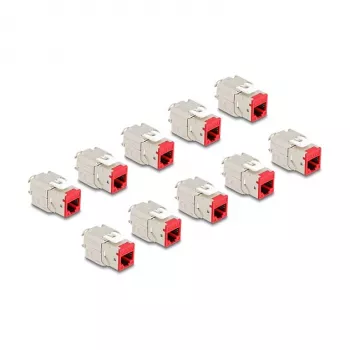 DeLOCK 88115 plokščias RJ-45 keystone modulis, raudonas, 10 vnt.