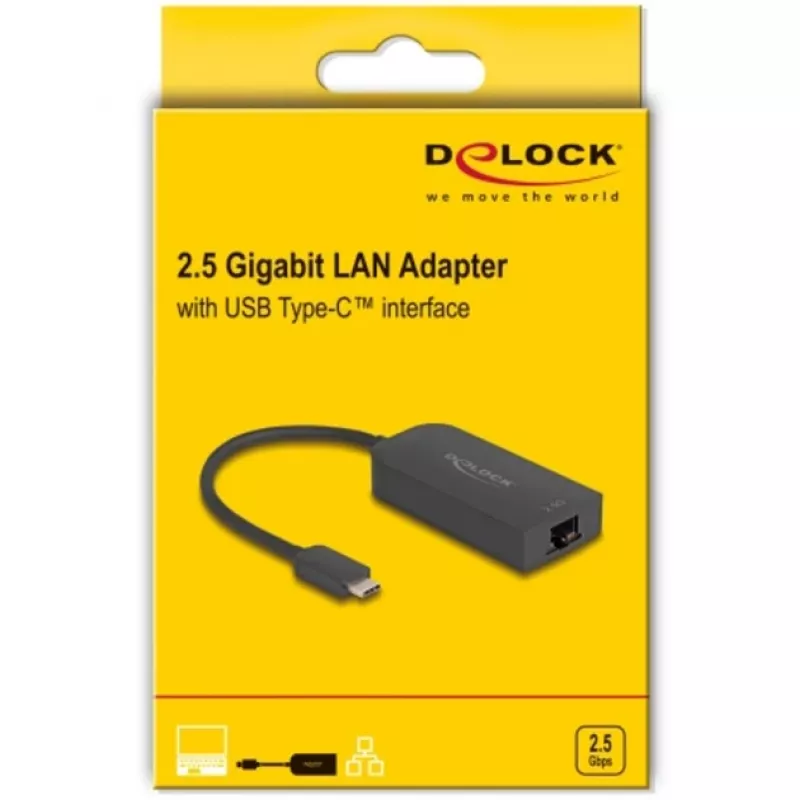 DeLOCK 66045 USB 5 Gbps Type-A jungtis į 2.5 Gigabit LAN RJ45 adapteris, juodas