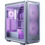 Korpusas PC Cooler Master MasterFrame 500 Mesh — Juodas su permatomu šonu, ATX maitinimo šaltinis, 2×200mm priekyje + 1×120mm gale, 2.5 colio/3.5 colio diskams