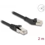 Tinklo kabelis DeLOCK RJ45 Cat.8.1 S/FTP 45° kairėn lenktas 2m juodas