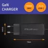 Įkroviklis GaN 90W QOLTEC 52420 USB-C PD 5–20V 3A/4.5A, 220–240V, 1,8 m laidas, juodas