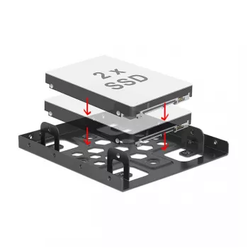 Korpuso adapteris DeLOCK 21324 aliumininis 2x2,5 inch į 3,5 inch lizdą