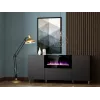 Komoda su elektriniu židiniu Cama Meble PAFOS 180x42x82 cm matinė juoda, 3 durelės, 2 lentynos, 1400–1600 W