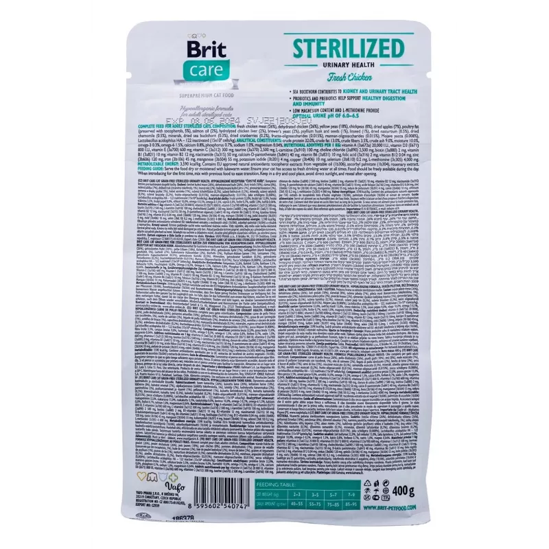 BRIT Care Grain-Free Sterilized Urinary sausas kačių ėdalas - 400 g