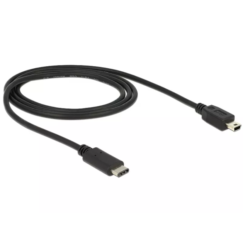 USB kabelis DeLOCK 83603 USB 2.0 1m USB C – Mini-USB B juodas