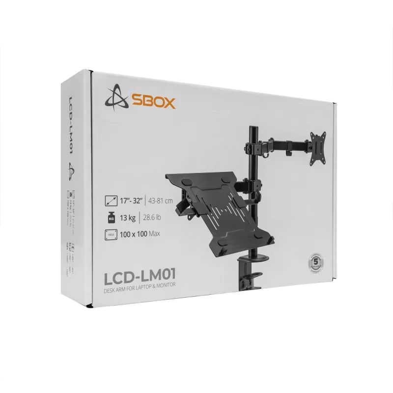 Sieninis laikiklis monitoriui SBOX LCD-LM01-2, 13–27 colių, 12 kg, VESA 100x100