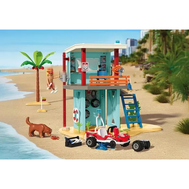 Žaidimų rinkinys PLAYMOBIL Gelbėjimo bokštas ir paplūdimio buggy 71903 – bokštas su buggy