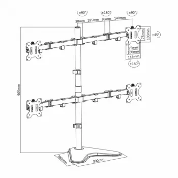Sbox LCD-F048 keturių monitorių stovas (13-32 col., 4x8 kg, VESA 100x100)