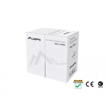 Tinklo kabelis LANBERG LCU5-12CU-0305-S U/UTP Cat5e 305 m, 24 AWG, pilka, PVC apvalkalas