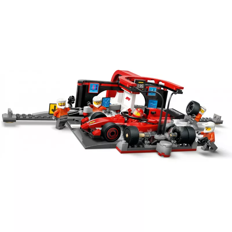 LEGO City F1 Pit Stop 60443 – Ferrari F1 automobilis, 322 dalys, 5 minifigūrėlės, 6+