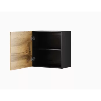 Sieninė spintelė Cama Meble VIGO 50×50×30 cm juoda / Wotan ąžuolas