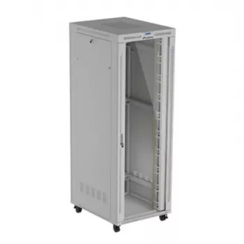 Stovimas serverinis spintos korpusas LANBERG FF01-8047-12SL 47U 800x1000 mm pilkas su priekinėmis ir galinėmis stiklinėmis durimis bei LCD skydelio vieta
