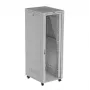 Stovimas serverinis spintos korpusas LANBERG FF01-8047-12SL 47U 800x1000 mm pilkas su priekinėmis ir galinėmis stiklinėmis durimis bei LCD skydelio vieta
