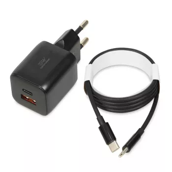 Maitinimo adapteris IBOX ILUC42B 12V 2A, 33W, USB-A + USB-C PD3.0, QuickCharge 3.0, universalus