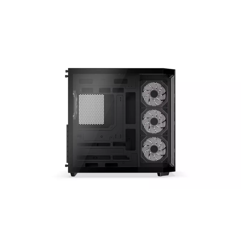 Krux Empero KRXD010 Midi Tower PC korpusas, ATX, su grūdinto stiklo skydu, 4 x 120 mm ARGB ventiliatoriai, juodos spalvos - GPU iki 420 mm, procesoriaus aušinimas iki 155 mm, 2x 3,5" + 3x 2,5" įdėklai