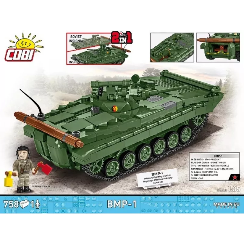 Konstruktorius Cobi Blocks BMP-1 758 dalių – mastelio modelio statybiniai blokeliai