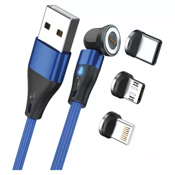 USB laidas RealPower MagneticCharge3 2m USB A mėlynas