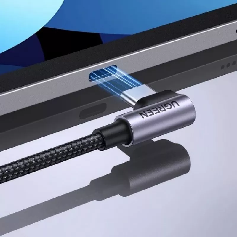 Ugreen USB-C (tiesus) / USB-C (kampuotas) PD QC 60W 3A 0.5m US255 (pilka)