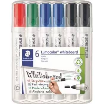 Markeris baltajai lentai Staedtler 351 WP6 X, įvairių spalvų rinkinys, 2,0 mm antgalis