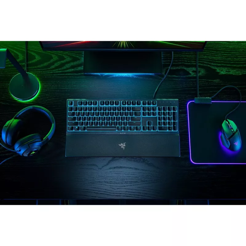 Žaidimų klaviatūra Razer Ornata V3 X Full-size USB, membraniniai jungikliai, RGB LED apšvietimas, riešo atrama, 1000 Hz atnaujinimo dažnis, juoda