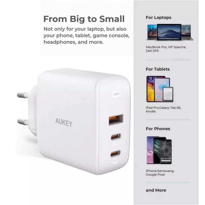 AUKEY PA-B6S Baltas Omnia Mix GaN itin greitas sieninis įkroviklis