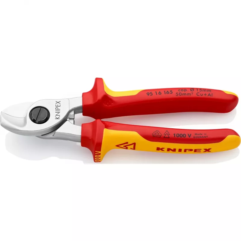 Knipex 95 16 165 izoliuotos kabelių žirklės, 165 mm